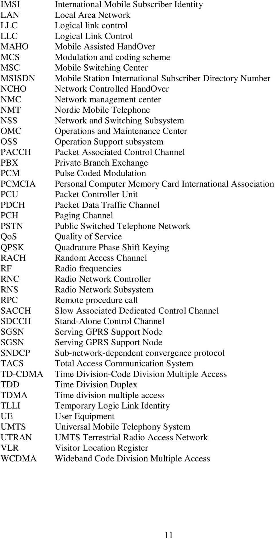 Station International Subscriber Directory Number Network Controlled HandOver Network management center Nordic Mobile Telephone Network and Switching Subsystem Operations and Maintenance Center