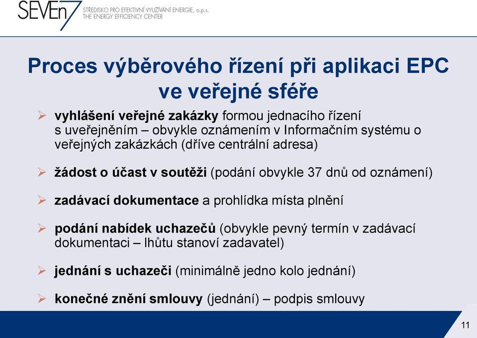 37 dnů od oznámení) zadávací dokumentace a prohlídka místa plnění podání nabídek uchazečů (obvykle pevný termín v zadávací