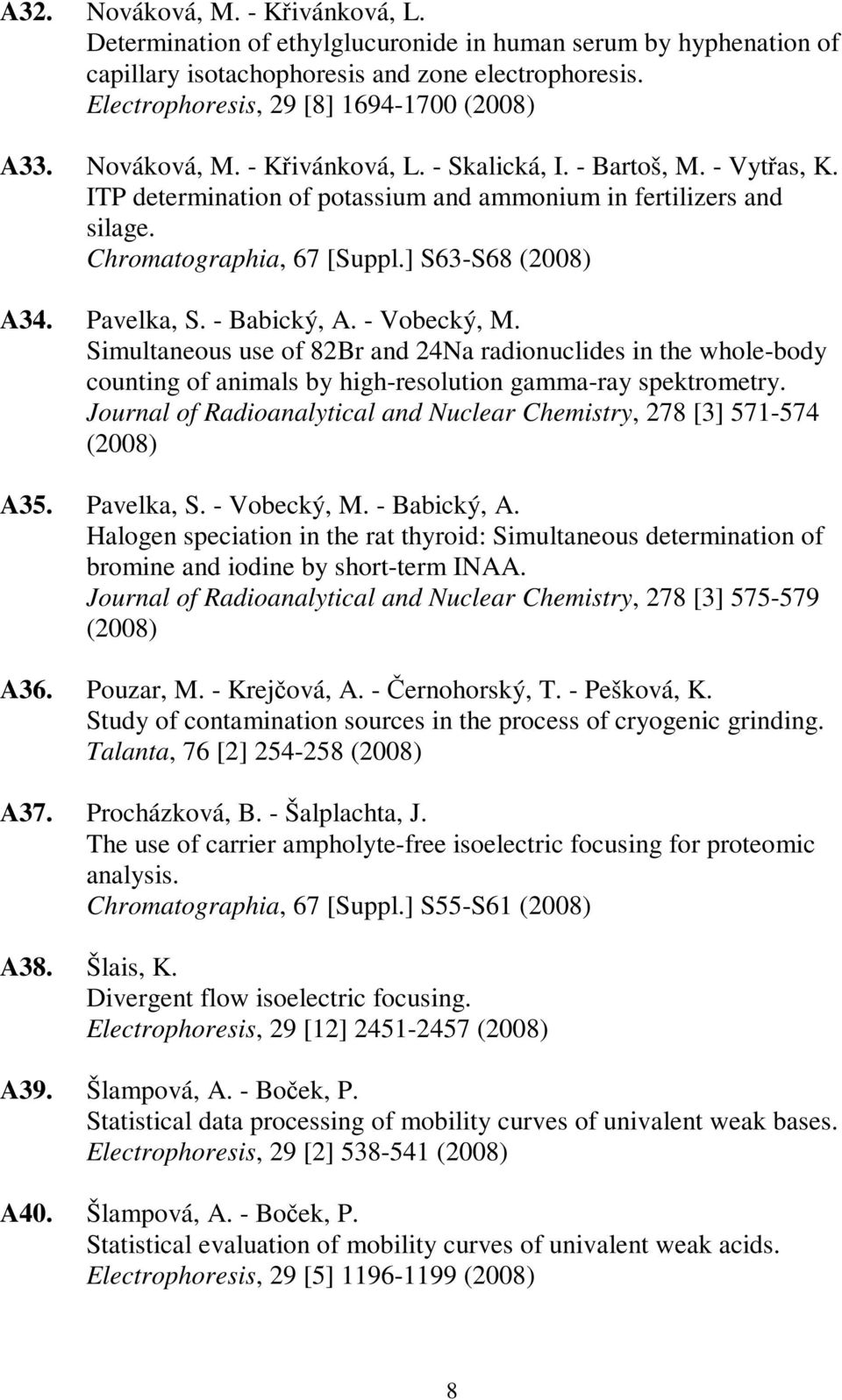 - Babický, A. - Vobecký, M. Simultaneous use of 82Br and 24Na radionuclides in the whole-body counting of animals by high-resolution gamma-ray spektrometry.