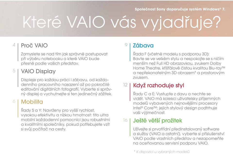 VAIO Display Displeje pro každou práci i zábavu, od každodenního pracovního nasazení až po pokročilé editování digitálních fotografi í.