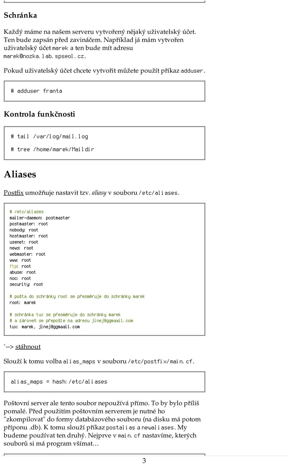 aliasy v souboru /etc/aliases.