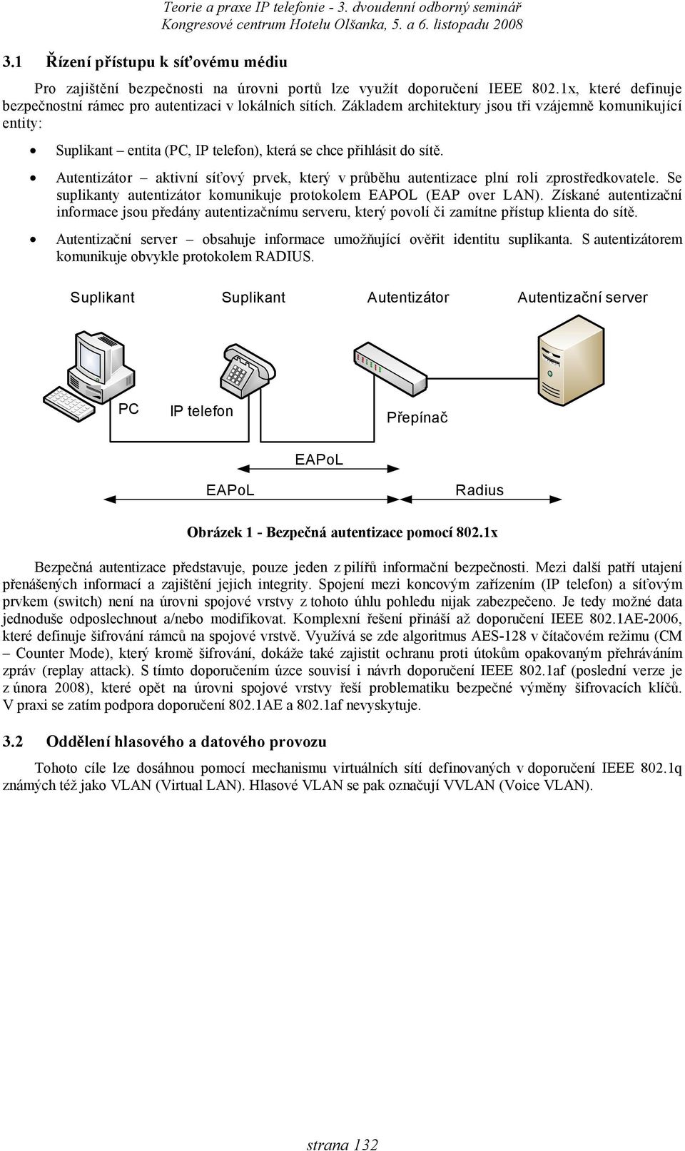 Základem architektury jsou tři vzájemně komunikující entity: Suplikant entita (PC, IP telefon), která se chce přihlásit do sítě.