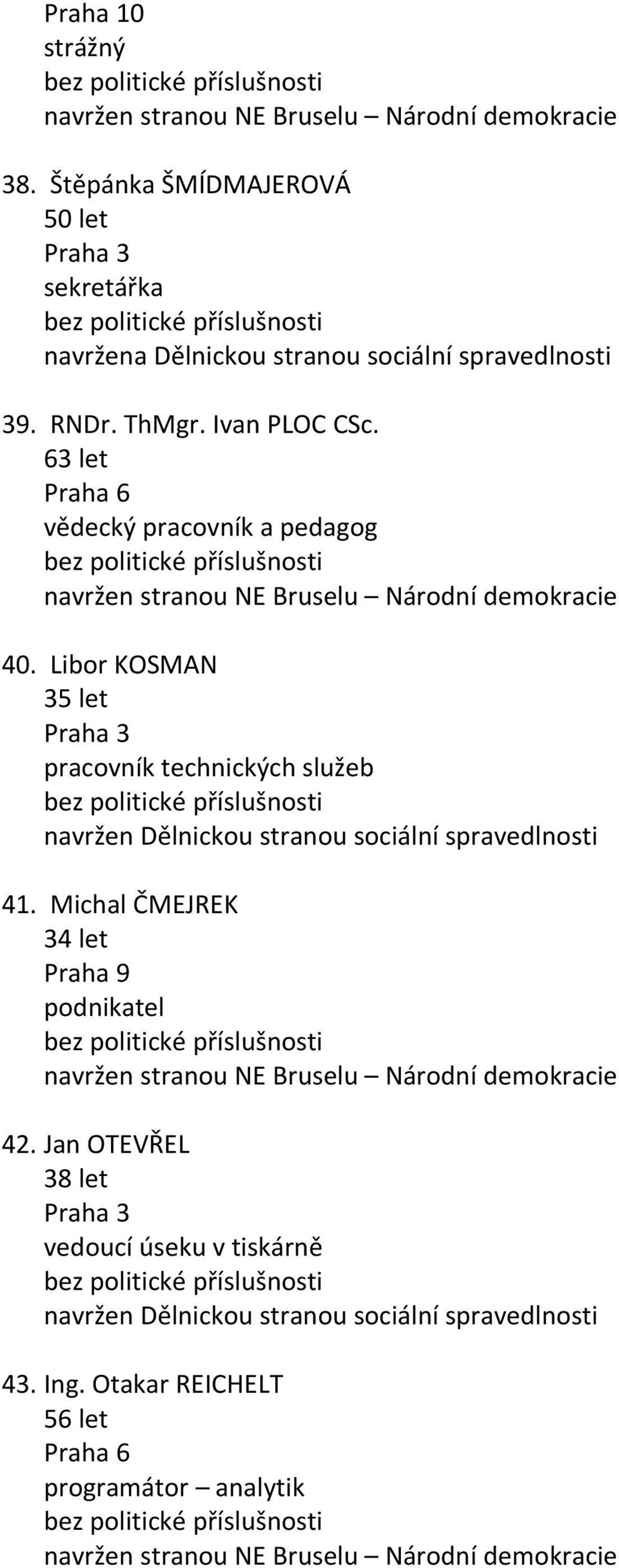 Libor KOSMAN 35 let pracovník technických služeb 41.