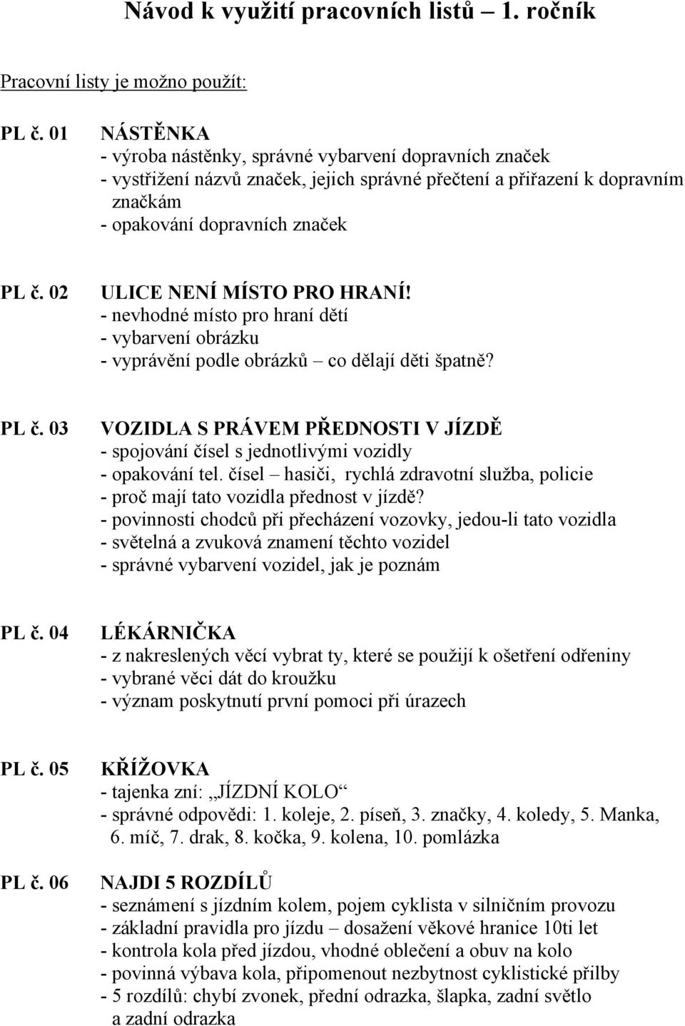 02 ULICE NENÍ MÍSTO PRO HRANÍ! - nevhodné místo pro hraní dětí - vybarvení obrázku - vyprávění podle obrázků co dělají děti špatně? PL č.