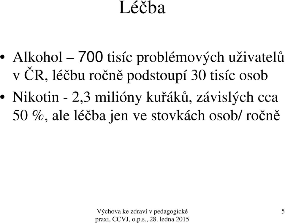 tisíc osob Nikotin - 2,3 milióny kuřáků,