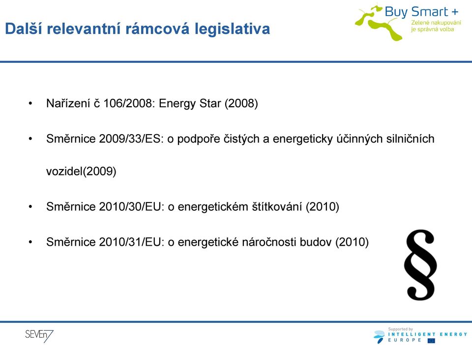 účinných silničních vozidel(2009) Směrnice 2010/30/EU: o