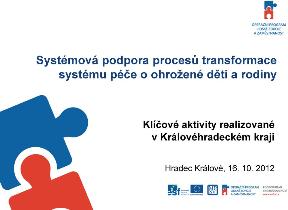 Klíčové aktivity realizované v