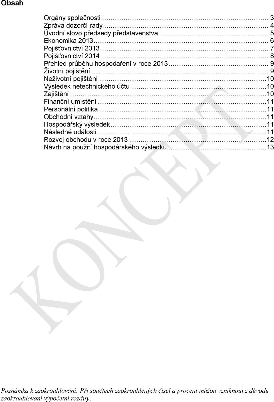 ..10 Zajištění...10 Finanční umístění...11 Personální politika...11 Obchodní vztahy...11 Hospodářský výsledek...11 Následné události.