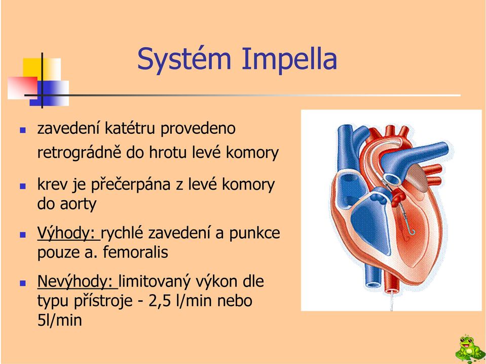 Výhody: rychlé zavedení a punkce pouze a.