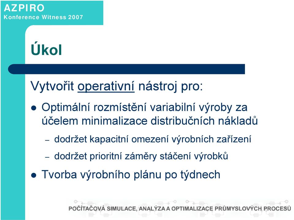 nákladů dodržet kapacitní omezení výrobních zařízení dodržet