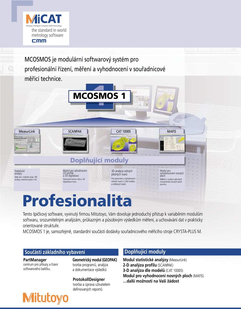 Modul pro vyhodnocení 2D profilů a 3D digitalizaci Skenování kontur dílce a 3D digitalizace tvaru.