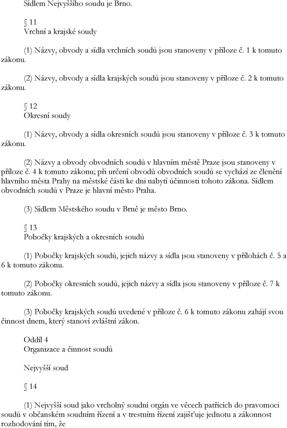 (2) Názvy a obvody obvodních soudů v hlavním městě Praze jsou stanoveny v příloze č.