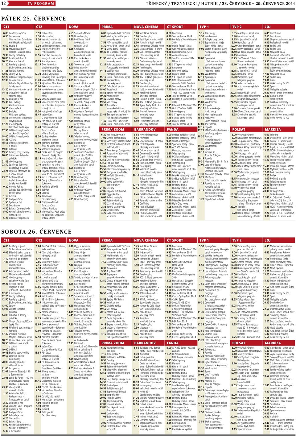 20 Postřehy odjinud: Sicílie očima Jana Šmída 11.25 Toulavá kamera 12.00 Zprávy ve 12 12.20 Události v regionech plus 12.30 Hercule Poirot: Záhada Západní hvězdy - britský seriál 13.