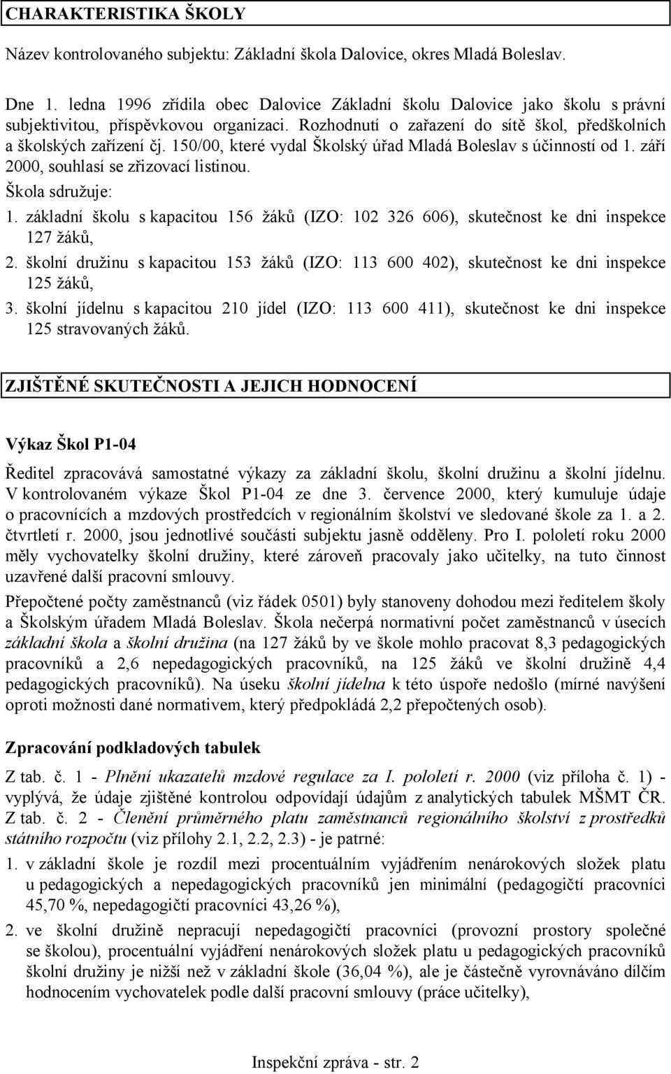 150/00, které vydal Školský úřad Mladá Boleslav s účinností od 1. září 2000, souhlasí se zřizovací listinou. Škola sdružuje: 1.