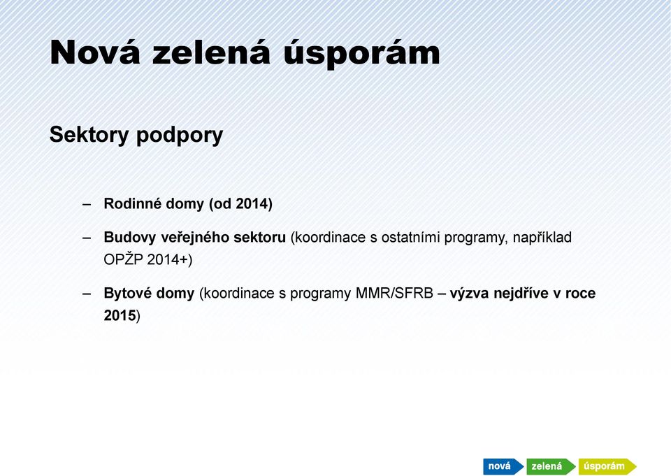 ostatními programy, například OPŽP 2014+) Bytové