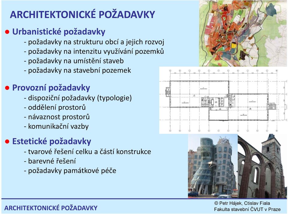 dispoziční požadavky (typologie) oddělení prostorů návaznost prostorů komunikační vazby Estetické