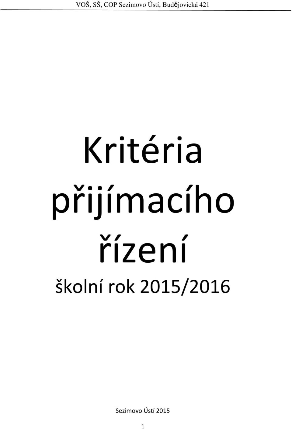 řízení školní rok