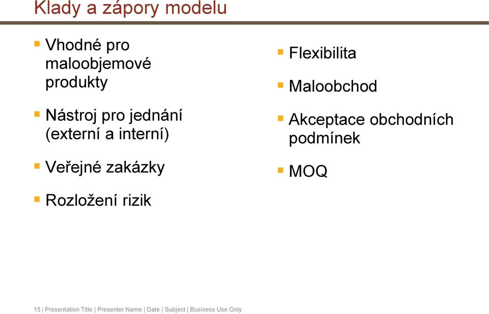 rizik Flexibilita Maloobchod Akceptace obchodních podmínek MOQ