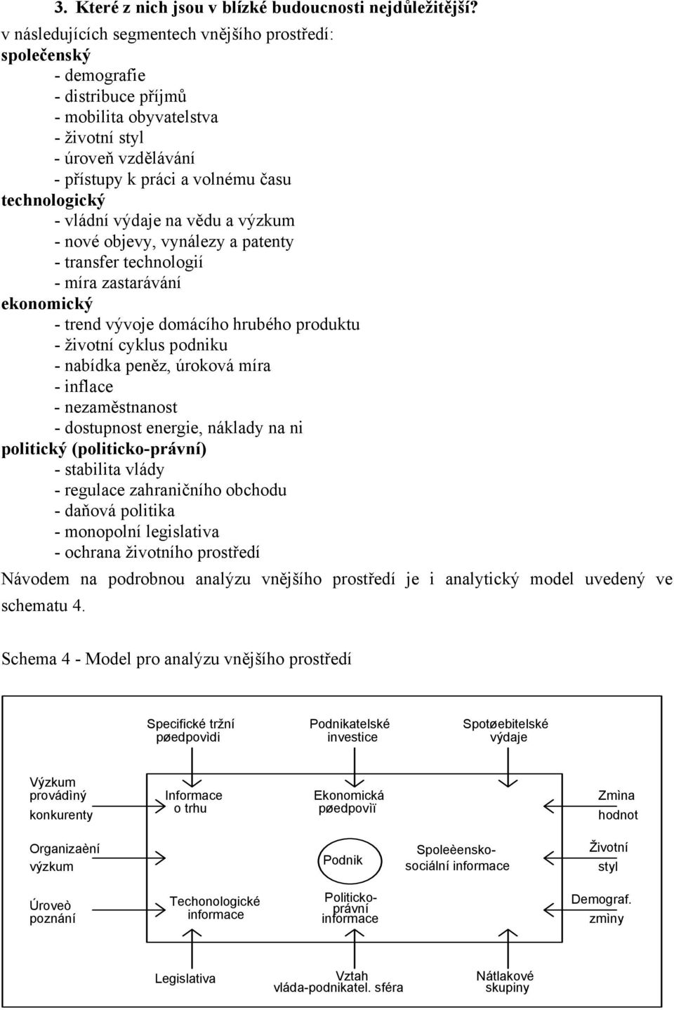- vládní výdaje na vědu a výzkum - nové objevy, vynálezy a patenty - transfer technologií - míra zastarávání ekonomický - trend vývoje domácího hrubého produktu - životní cyklus podniku - nabídka