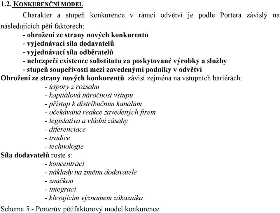 zejména na vstupních bariérách: - úspory z rozsahu - kapitálová náročnost vstupu - přístup k distribučním kanálům - očekávaná reakce zavedených firem - legislativa a vládní zásahy - diferenciace
