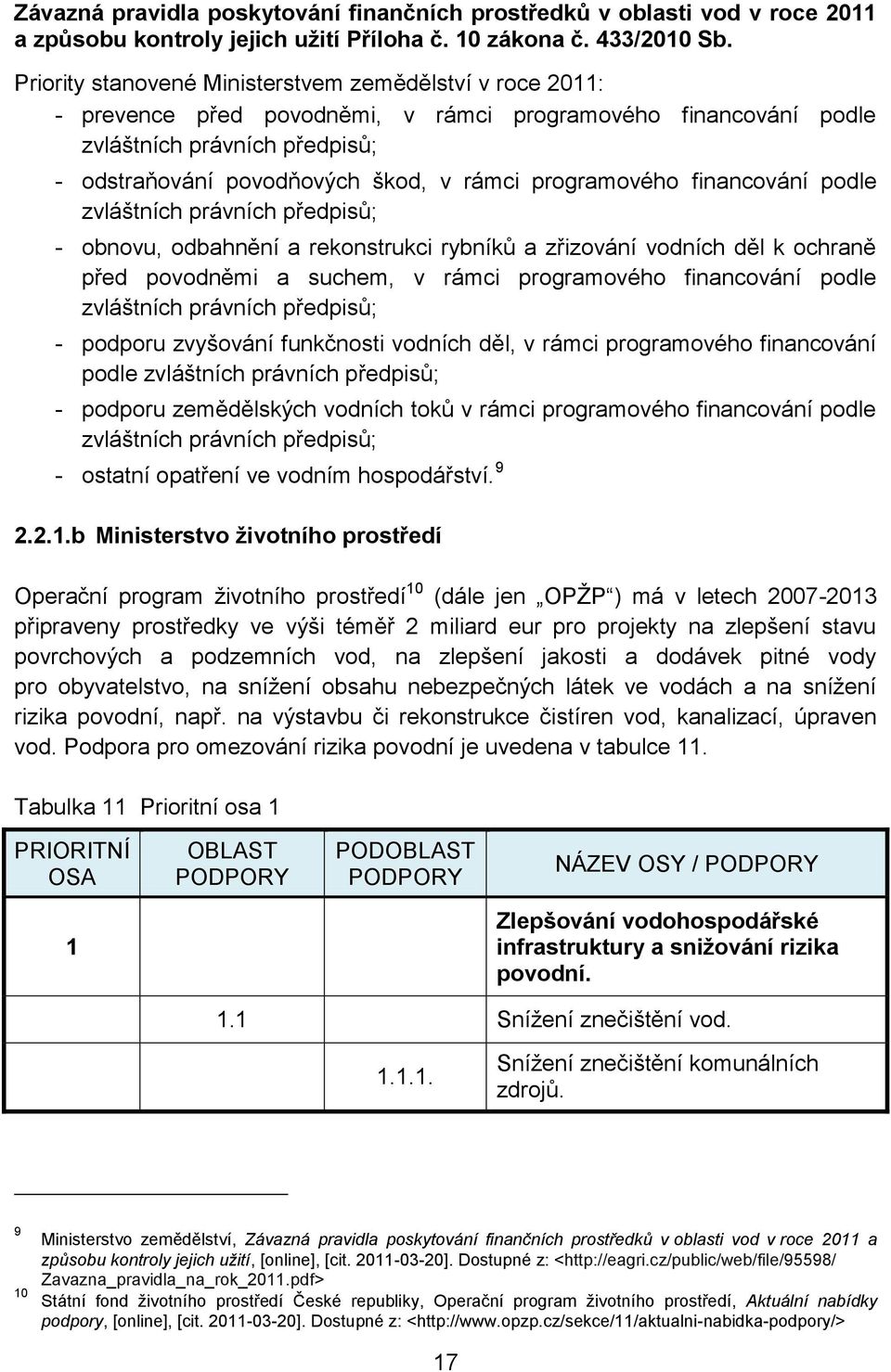 programového financování podle zvláštních právních předpisů; - obnovu, odbahnění a rekonstrukci rybníků a zřizování vodních děl k ochraně před povodněmi a suchem, v rámci programového financování