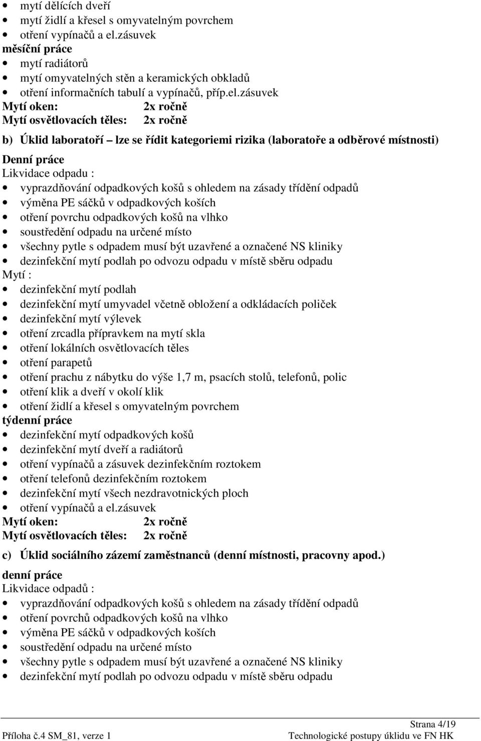 ých stěn a keramických obkladů otření informačních tabulí a vypínačů, příp.el.