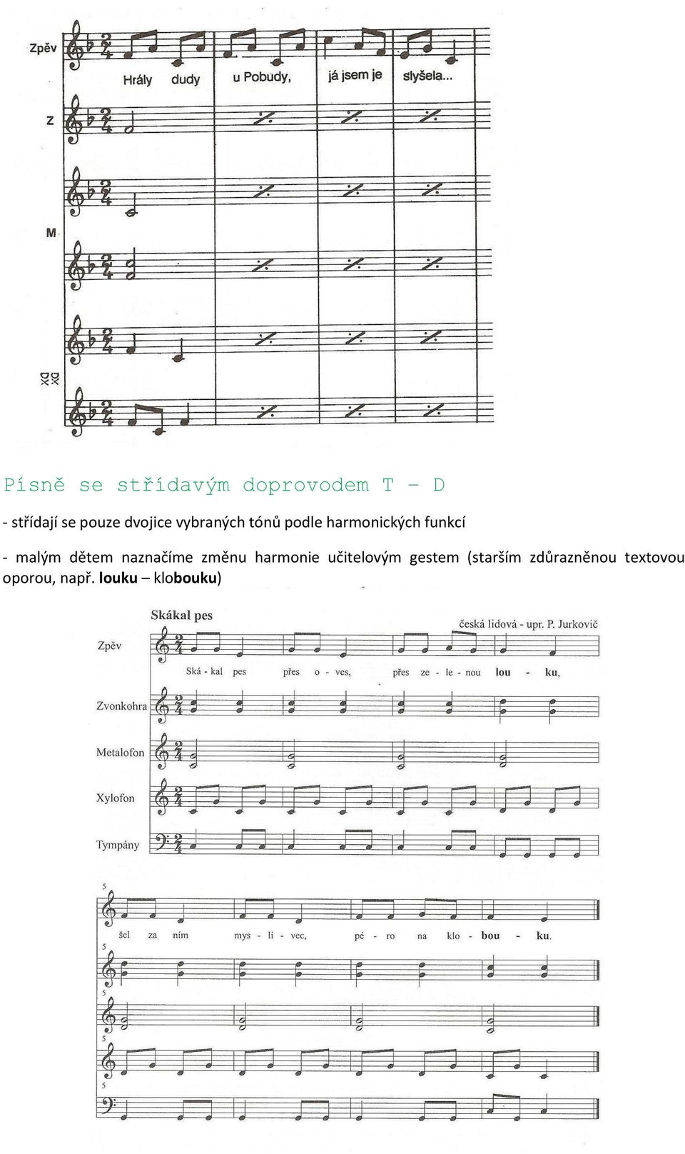 malým dětem naznačíme změnu harmonie učitelovým gestem