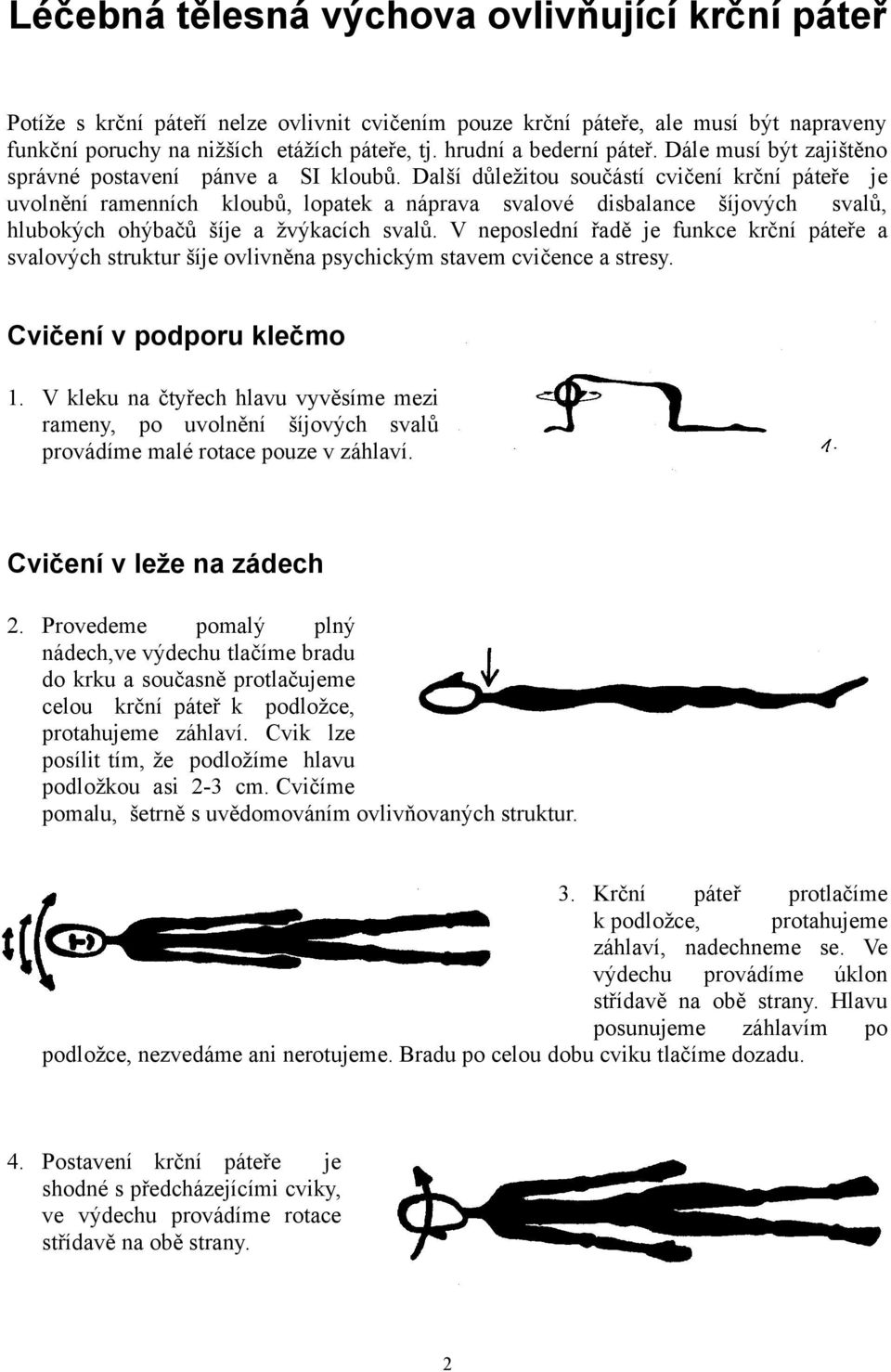 Další důležitou součástí cvičení krční páteře je uvolnění ramenních kloubů, lopatek a náprava svalové disbalance šíjových svalů, hlubokých ohýbačů šíje a žvýkacích svalů.