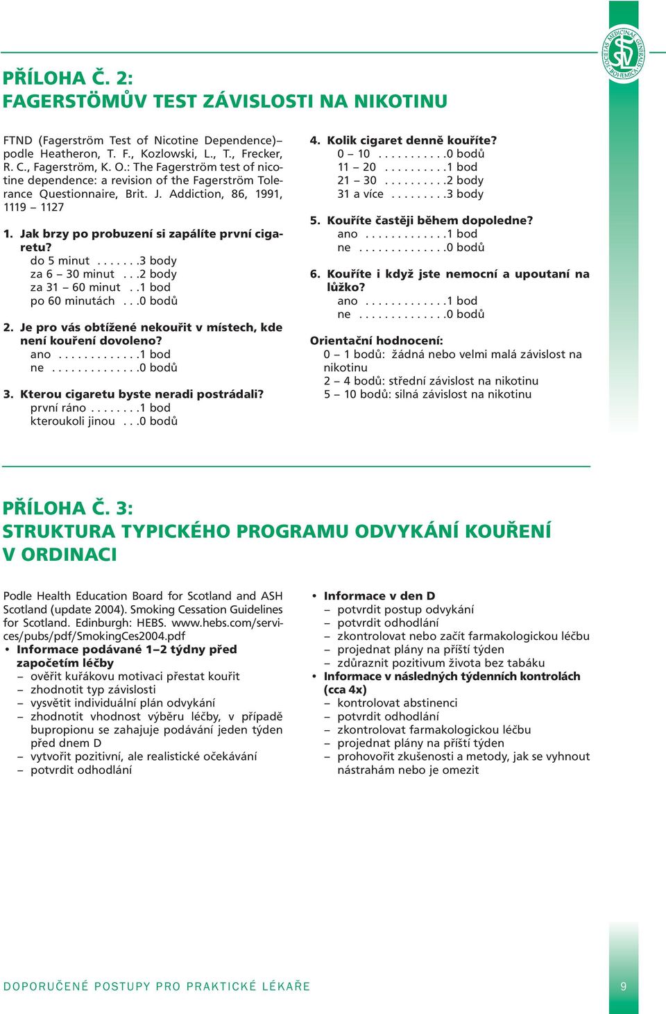 do 5 minut.......3 body za 6 30 minut...2 body za 31 60 minut..1 bod po 60 minutách...0 bodů 2. Je pro vás obtížené nekouřit v místech, kde není kouření dovoleno? ano.............1 bod ne..............0 bodů 3.