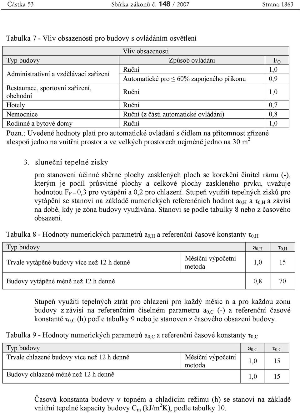 : Uvedené hodnoty platí pro automatické ovládání s idlem na p ítomnost z ízené alespo jedno na vnit ní prostor a ve velkých prostorech nejmén jedno na 30 m 2 3.