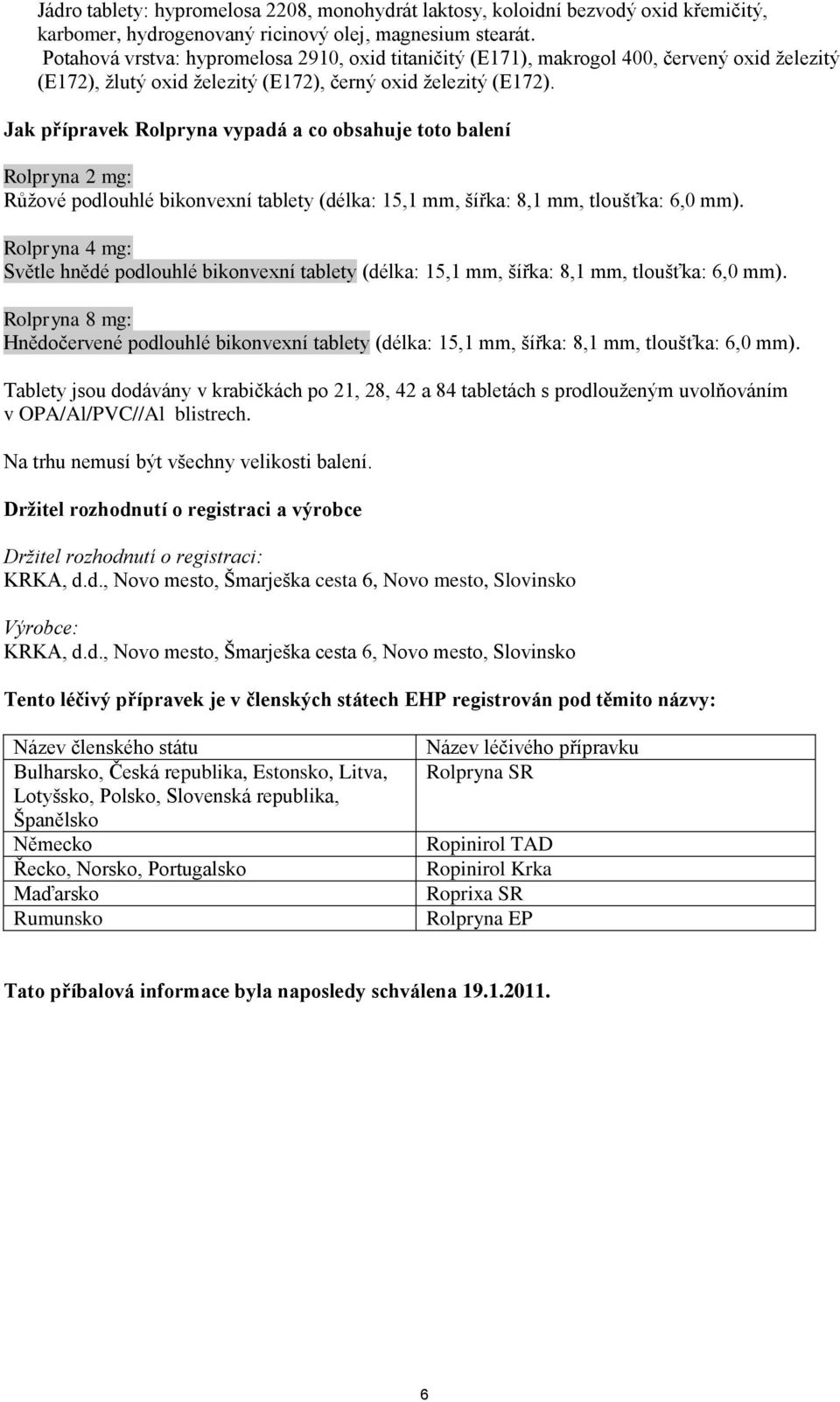 Jak přípravek Rolpryna vypadá a co obsahuje toto balení Rolpryna 2 mg: Růžové podlouhlé bikonvexní tablety (délka: 15,1 mm, šířka: 8,1 mm, tloušťka: 6,0 mm).