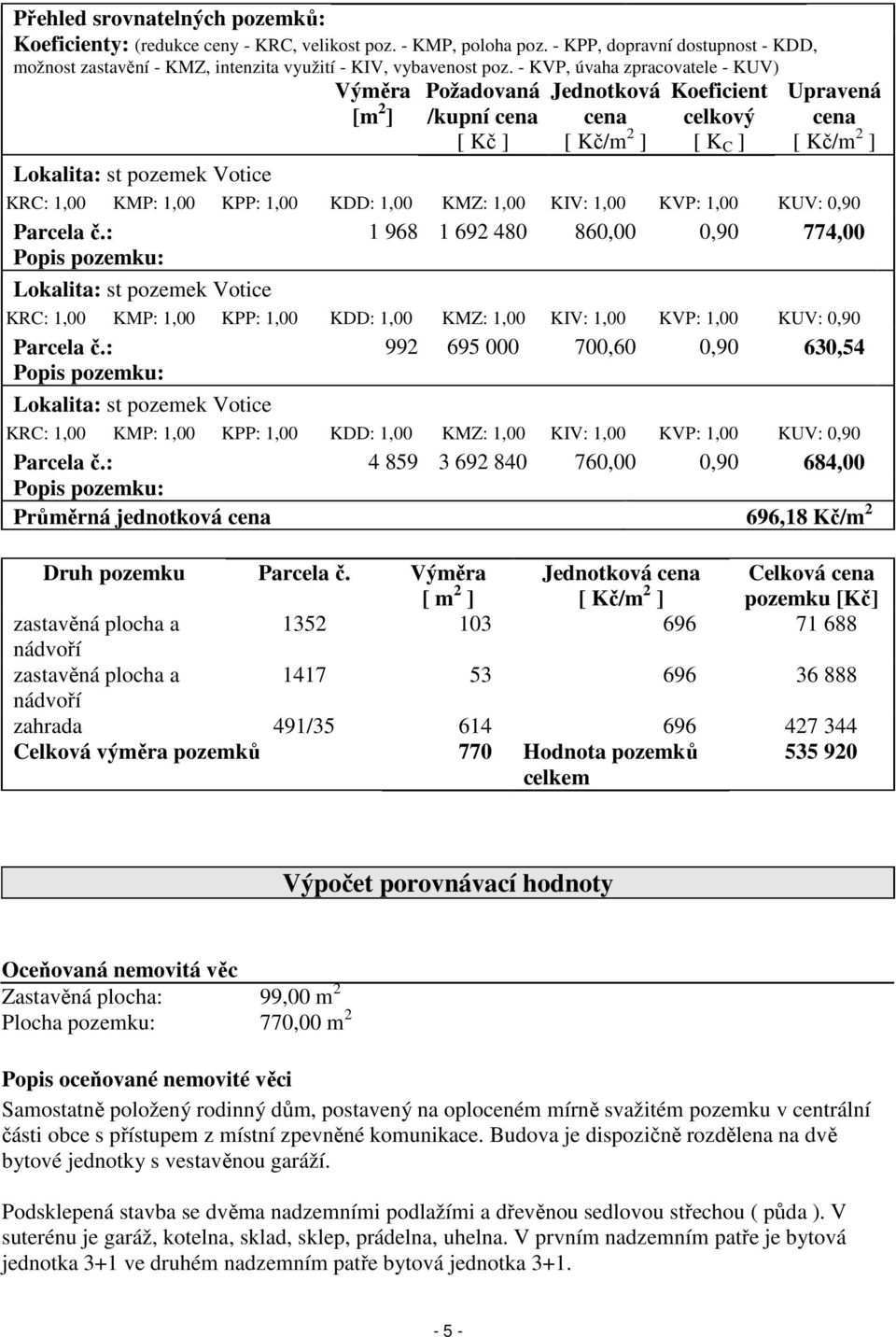 1,00 KPP: 1,00 KDD: 1,00 KMZ: 1,00 KIV: 1,00 KVP: 1,00 KUV: 0,90 Parcela č.