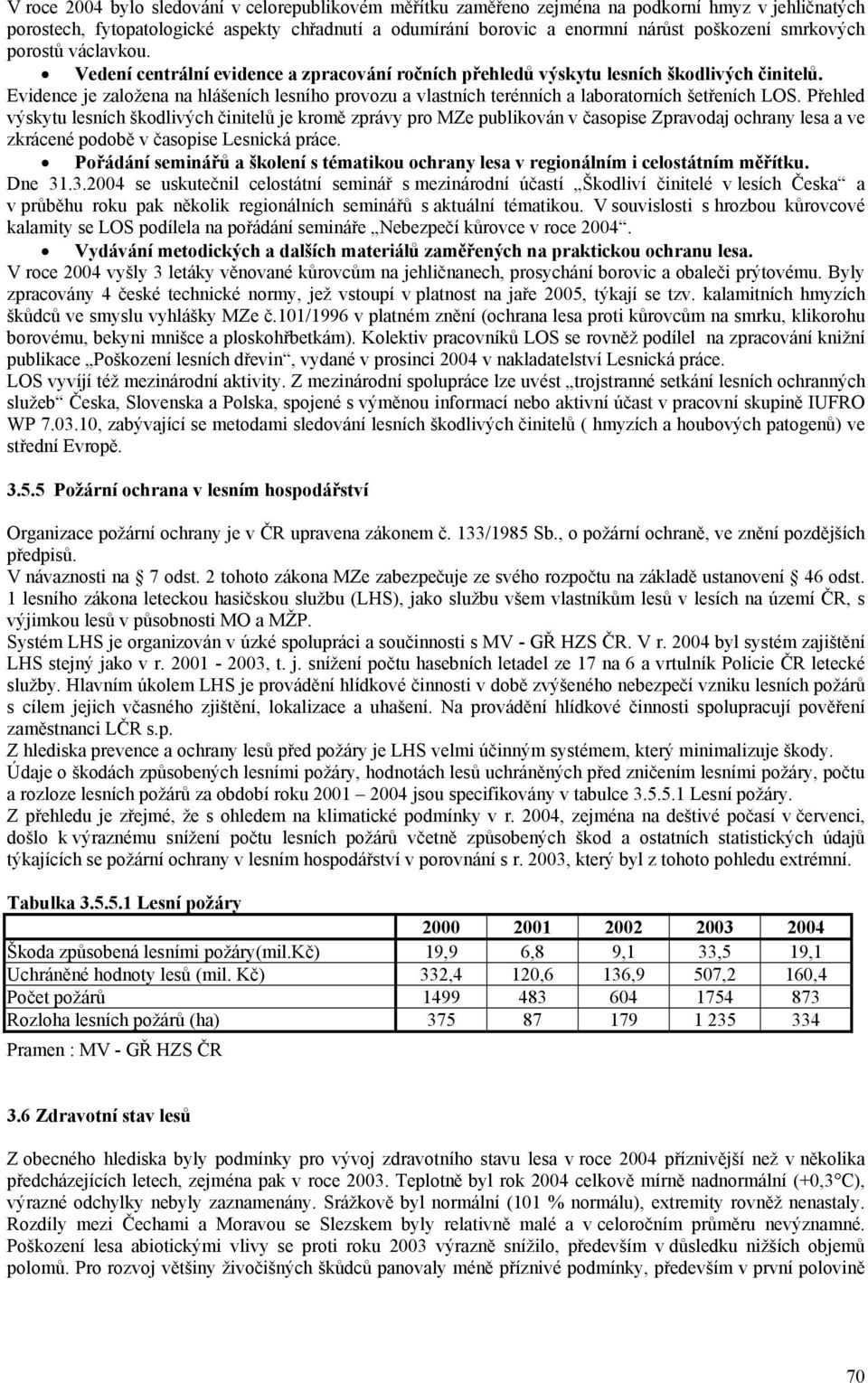 Evidence je založena na hlášeních lesního provozu a vlastních terénních a laboratorních šetřeních LOS.