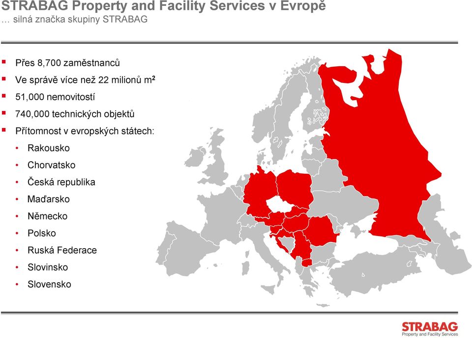 740,000 technických objektů Přítomnost v evropských státech: Rakousko
