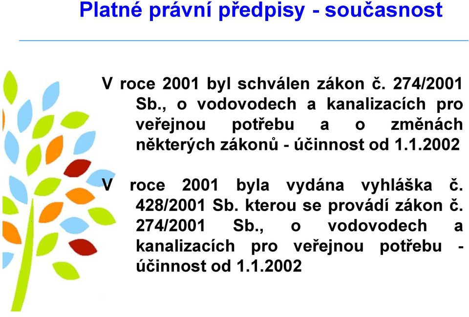 -účinnost od 1.1.2002 V roce 2001 byla vydána vyhláška č. 428/2001 Sb.