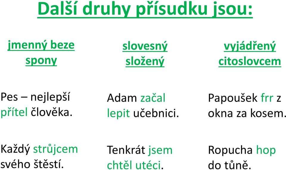 Adam začal lepit učebnici. Papoušek frr z okna za kosem.