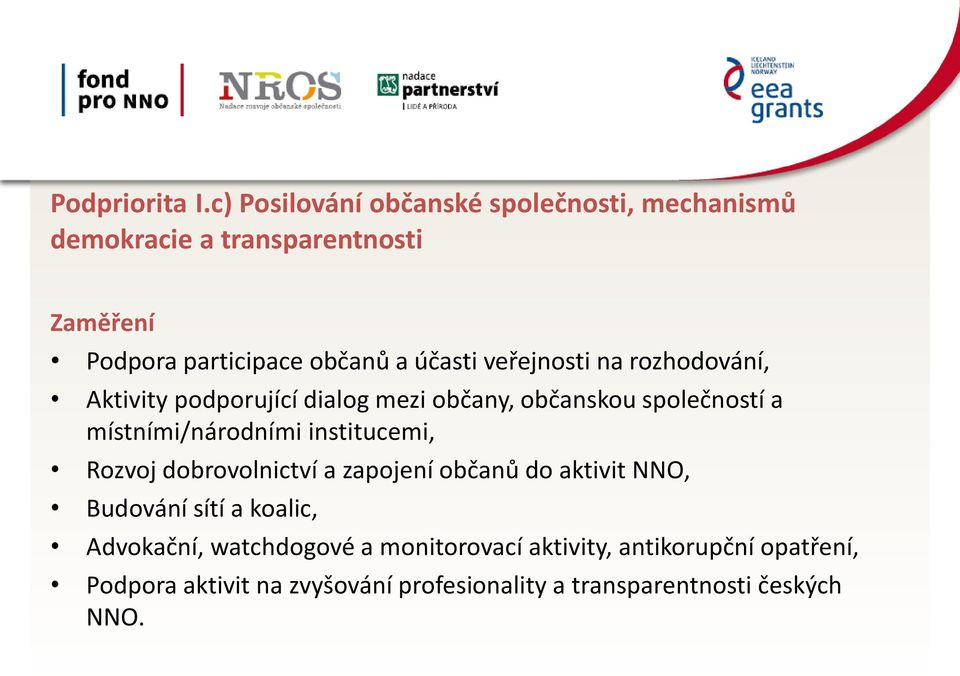 veřejnosti na rozhodování, Aktivity podporující dialog mezi občany, občanskou společností a místními/národními