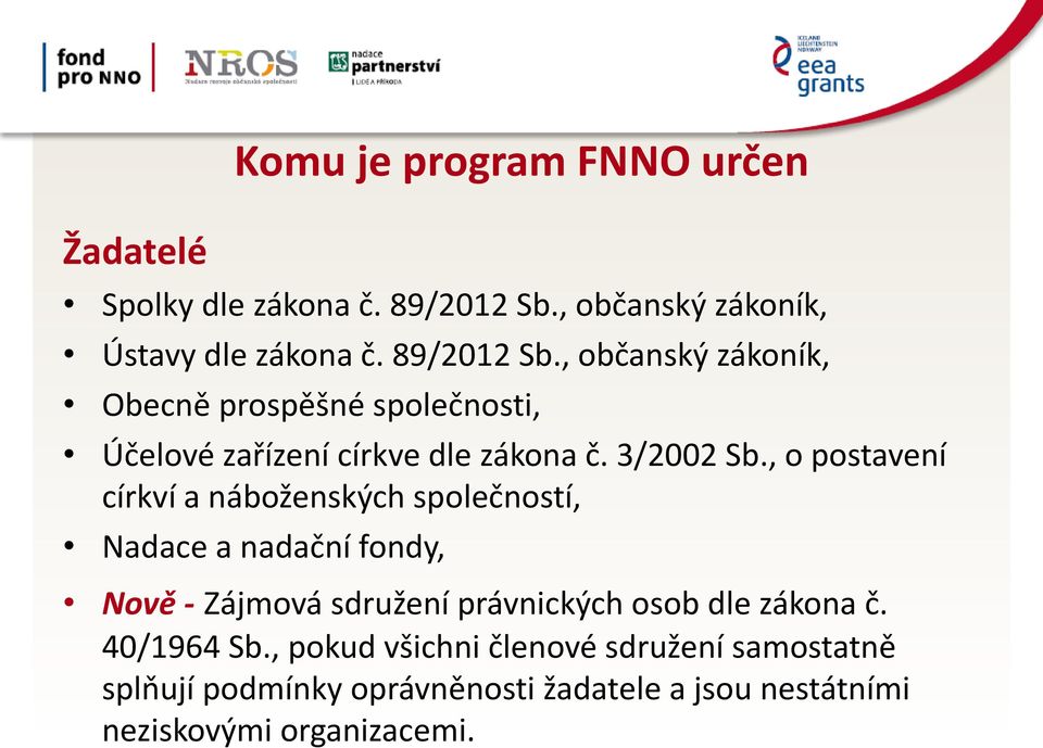 , občanský zákoník, Obecně prospěšné společnosti, Účelové zařízení církve dle zákona č. 3/2002 Sb.