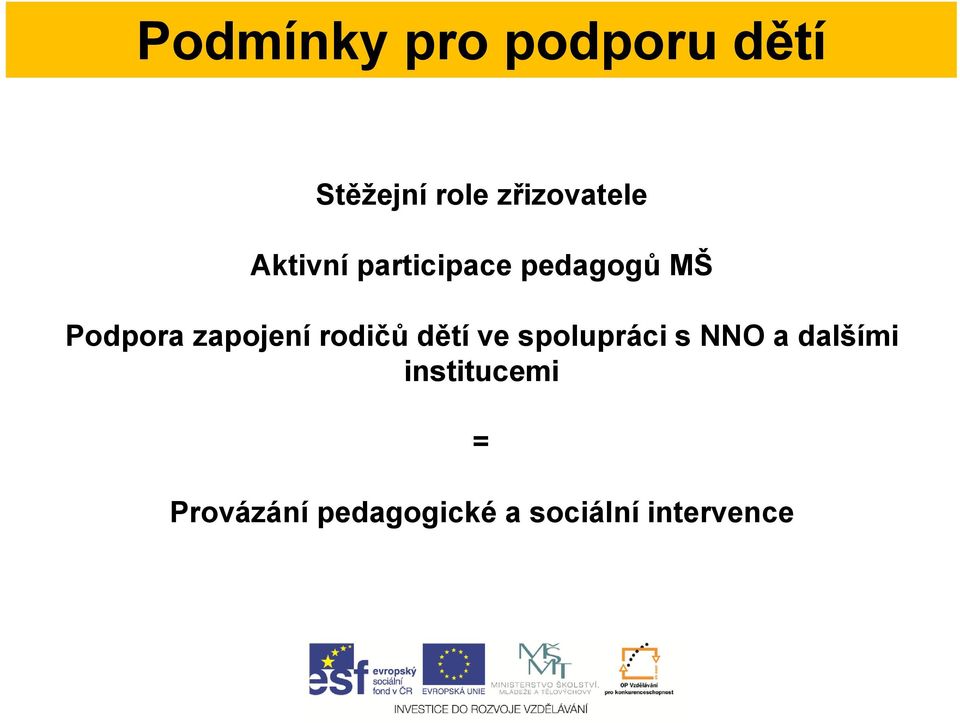 Podpora zapojení rodičů dětí ve spolupráci s NNO