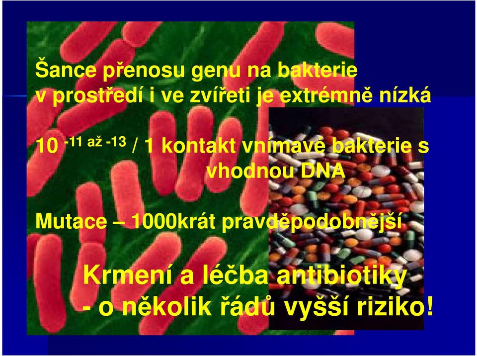 vnímavé bakterie s vhodnou DNA Mutace 1000krát