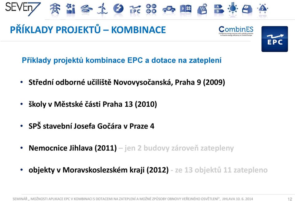 Jihlava (2011) jen 2 budovy zároveň zatepleny objekty v Moravskoslezském kraji (2012) ze 13 objektů 11 zatepleno