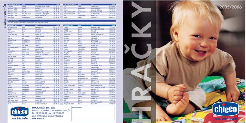 (naproti CČM) 281 911 900 Baby Expert - Chicco Brno - Dolní Heršpice Skandinávská 2, Shopping Park 543 250 361 Baby Expert - Chicco Ostrava Futurum, Novinářská 6a 596 612 878 Bejby Centrum České