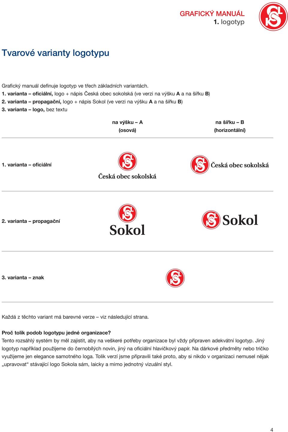 varianta znak Každá z těchto variant má barevné verze viz následující strana. Proč tolik podob logotypu jedné organizace?