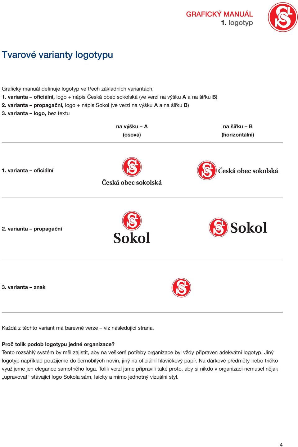 varianta znak Každá z těchto variant má barevné verze viz následující strana. Proč tolik podob logotypu jedné organizace?