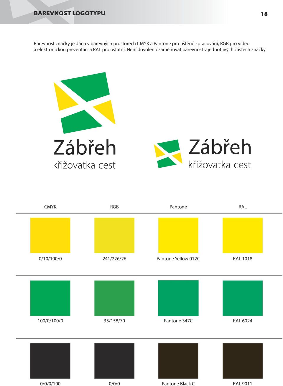 Není dovoleno zaměňovat barevnost v jednotlivých částech značky.