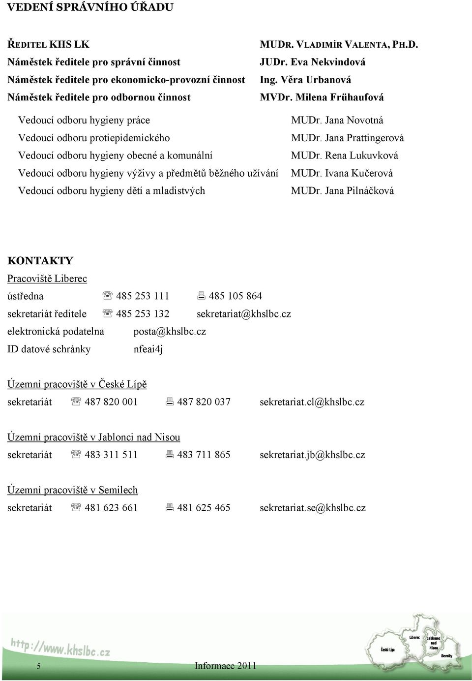 Milena Frühaufová Vedoucí odboru hygieny práce Vedoucí odboru protiepidemického Vedoucí odboru hygieny obecné a komunální Vedoucí odboru hygieny výživy a předmětů běžného užívání Vedoucí odboru