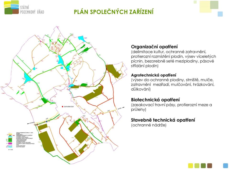 (výsev do ochranné plodiny, strniště, mulče, zatravnění meziřadí, mulčování, hrázkování, důlkování)