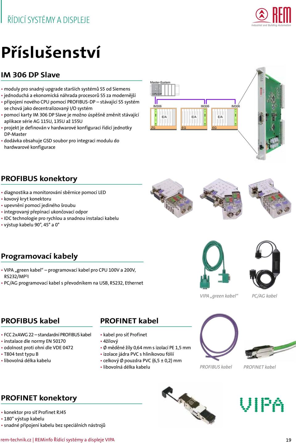 $ & " ŘÍDICÍ SYSTÉMY A DISPLEJE Příslušenství IM 306 DP Slave = I JA H5 O I JA moduly pro snadný upgrade starších systémů S5 od Siemens jednoduchá a ekonomická náhrada procesorů S5 za modernější