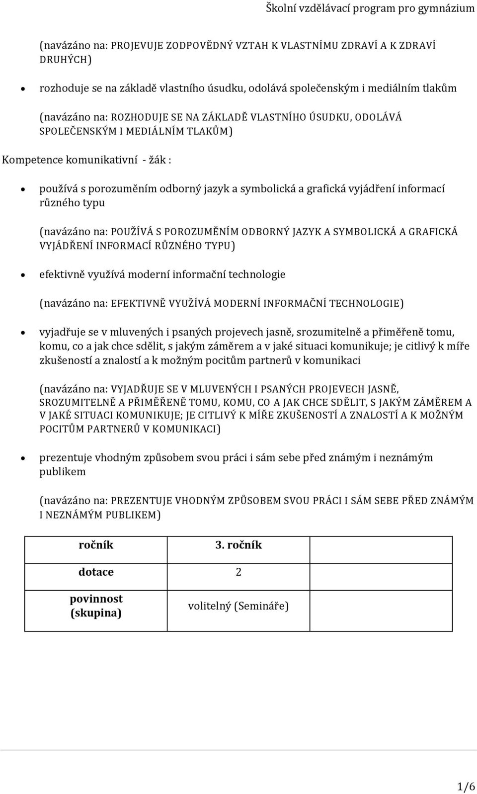 POUŽÍVÁ S POROZUMĚNÍM ODBORNÝ JAZYK A SYMBOLICKÁ A GRAFICKÁ VYJÁDŘENÍ INFORMACÍ RŮZNÉHO TYPU) efektivně využívá moderní informační technologie (navázáno na: EFEKTIVNĚ VYUŽÍVÁ MODERNÍ INFORMAČNÍ