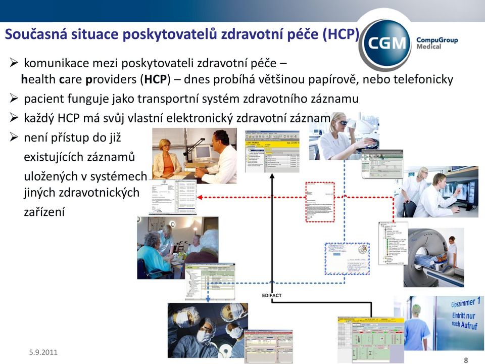 jako transportní systém zdravotního záznamu každý HCP má svůj vlastní elektronický zdravotní